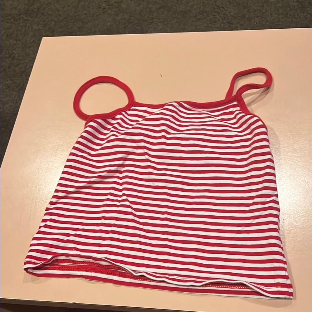 Brandy Melville Red and White Camisole Fitted Top